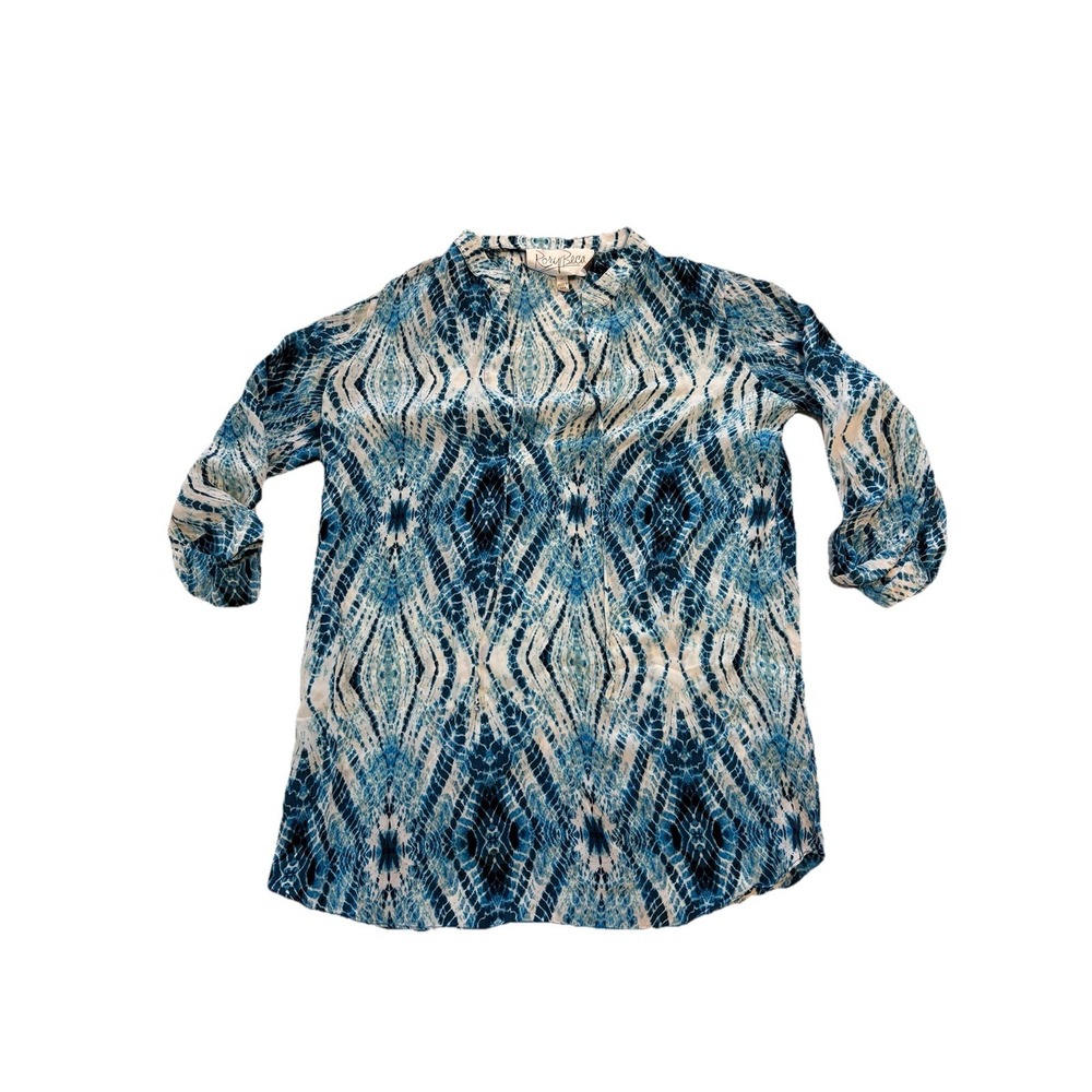Rory Beca 100% Silk Blouse Medium Tie Dye Made In USA Coastal Beach‎ Resort Top
